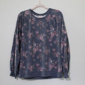 Knox Rose Sweaters - Knox Rose Floral Print Crewneck Gray - L Knox Rose Sweaters - Knox Rose Floral Print Crewneck Gray - L